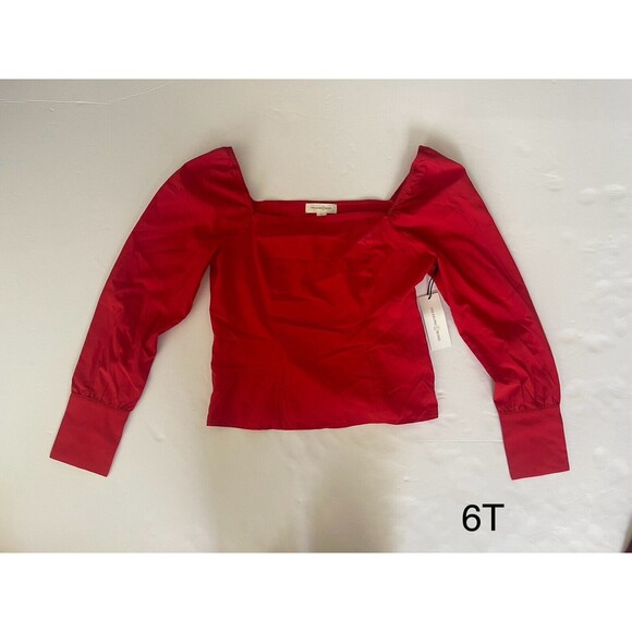 Treasure & Bond Red‎ Long Sleeve Top Size Small NWT Button Accents On Sleeve - Picture 1 of 9